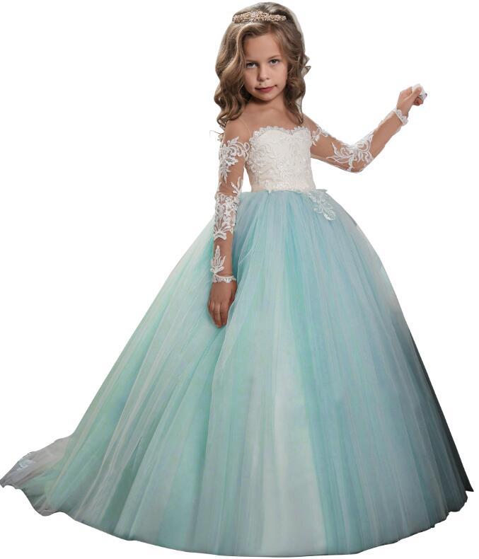 Vestido de noche de tul para niñas, estilo tutú, para bodas, damas de honor, largo hasta el suelo, de princesa, para actuaciones de piano, de Amazon transfronterizo.