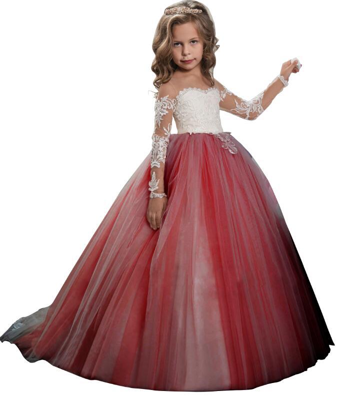 Vestido de noche de tul para niñas, estilo tutú, para bodas, damas de honor, largo hasta el suelo, de princesa, para actuaciones de piano, de Amazon transfronterizo.