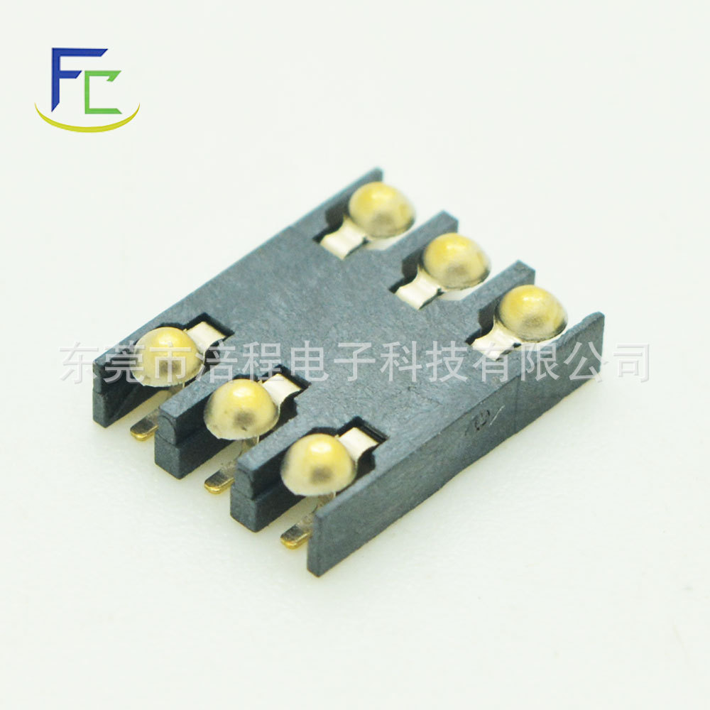 厂家现货批发连接器 H1.8/2.0 球形 SIM卡座6PIN 泡点端子