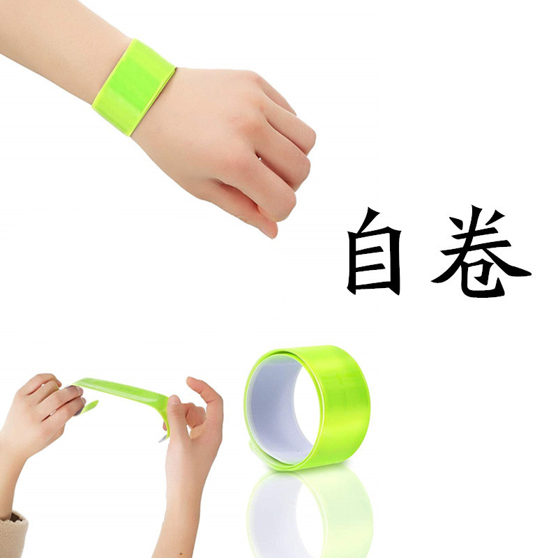 Anillo de complemento reflectante de los niños adultos auto-rolling raqueta pulsera noche corriendo ciclismo pulsera correa de muñeca regalo promoción Snap