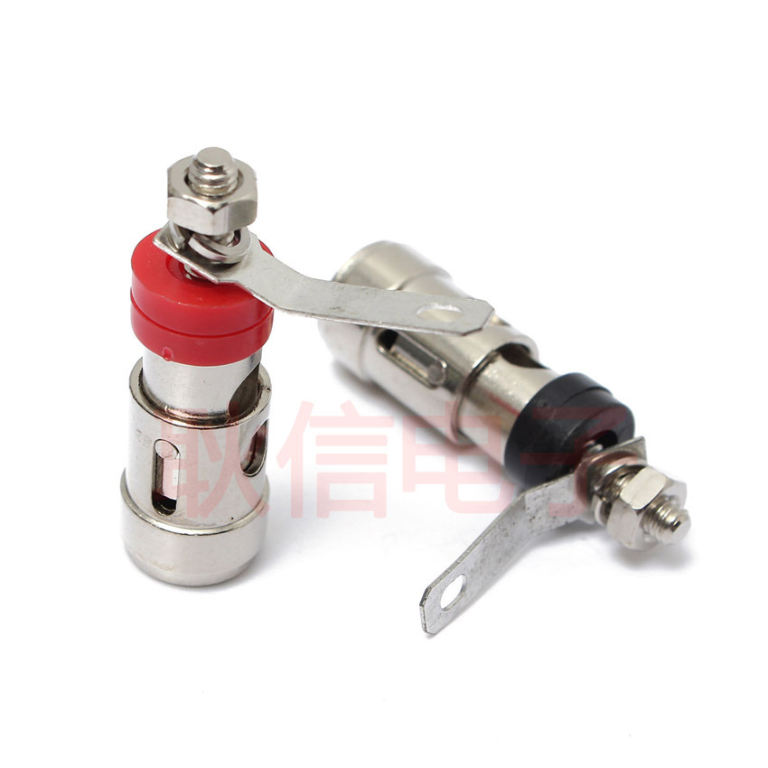 纯铜镀镍小号弹簧接线柱  音箱功放按压式接线柱自锁弹簧接线端子