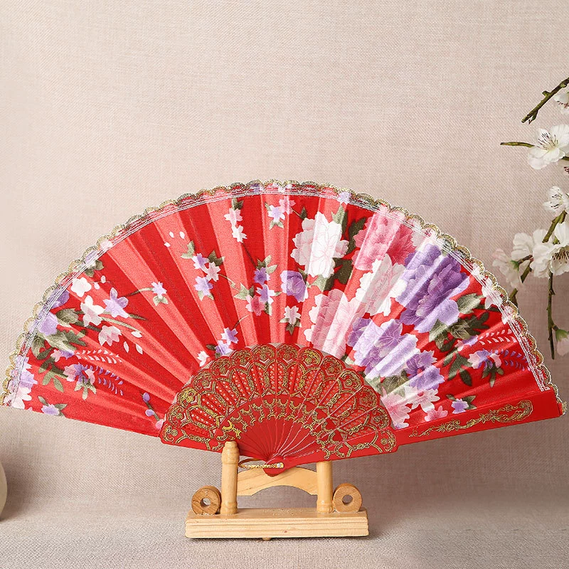 Шелковая ткань Леди Пном Пеня folded fan танцевальная рекламная подарок туристический испанский пластиковый веер