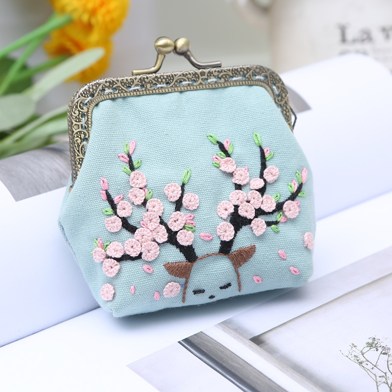 Bolsa de oro bordado hecho a mano material bolsa de regalo hecho a mano bricolaje tela kit de herramientas de costura