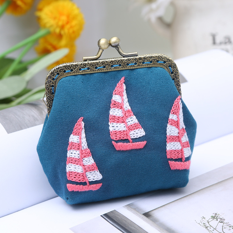 Bolsa de oro bordado hecho a mano material bolsa de regalo hecho a mano bricolaje tela kit de herramientas de costura