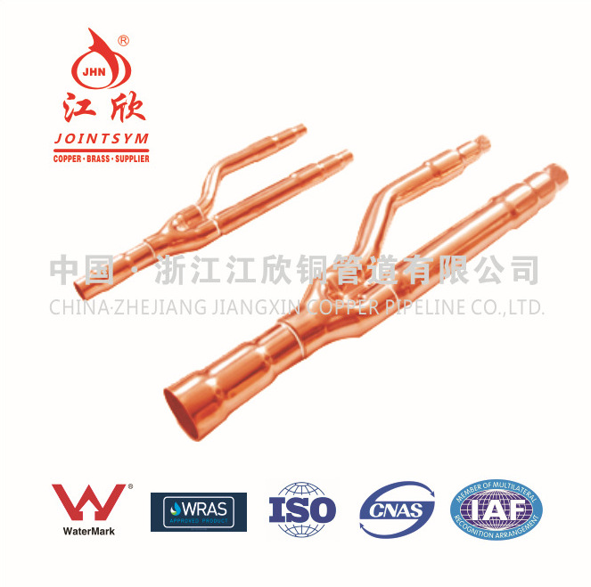 Suministre todo tipo de accesorios de refrigeración de cobre rojo colector divisor de tubería de rama como Hitachi.