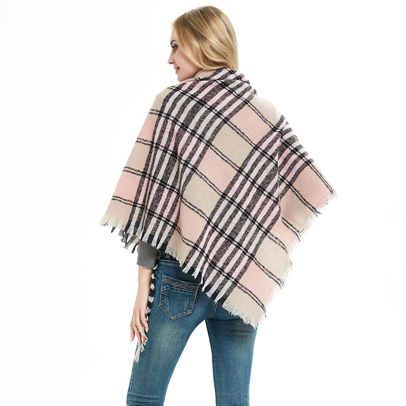 Unisex Polyester bristle check triangle scarf scarf Women's pink biker shawl thin square scarf_voghion.com