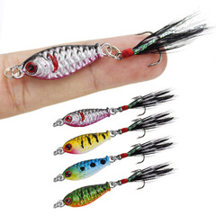 Whewa Mini Iron Plate Lead Fish with Feather 3cm 6g Long Cast Lure Simulation Fish Artificial Baits Wholesale