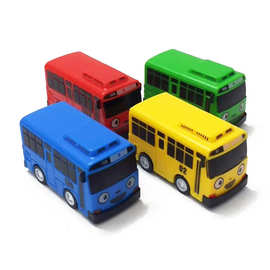 跨境迷你巴士九色回力滑行校巴多尺寸可开车门早教智力玩具套装