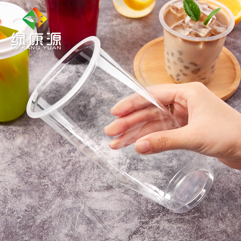 Venta directa de fábrica 90 calibre desechable taza transparente ampolla PP taza de té con leche taza de café té de frutas taza de jugo de fruta