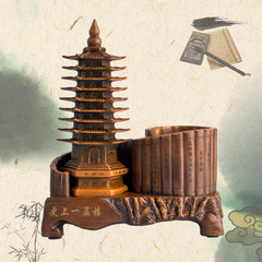 Creative resin ornaments nine-story Wenchang Pagoda pen holder ornaments imitation wooden pagoda pagoda office ornaments to attract wealth