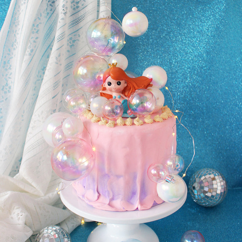 Symphony transparent ball cake decoration mirror ball ornaments baking dessert table decoration birthday party ins wishing ball