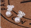 Earrings from pearl, accessory, Korean style, flowered, wholesale