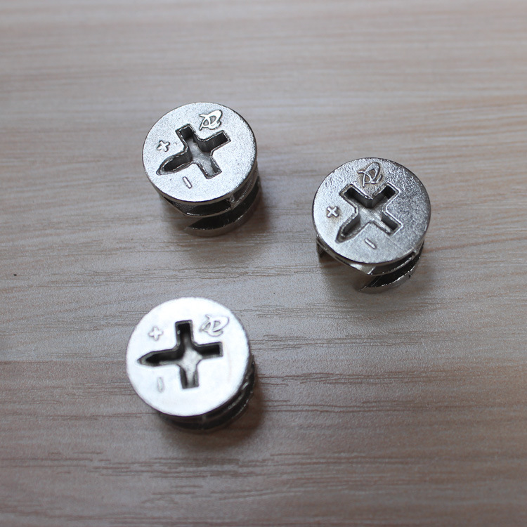 3,8/3,9/4G rueda excéntrica niquelado muebles tres en uno cerradura tres en uno conector aleación de zinc rueda excéntrica