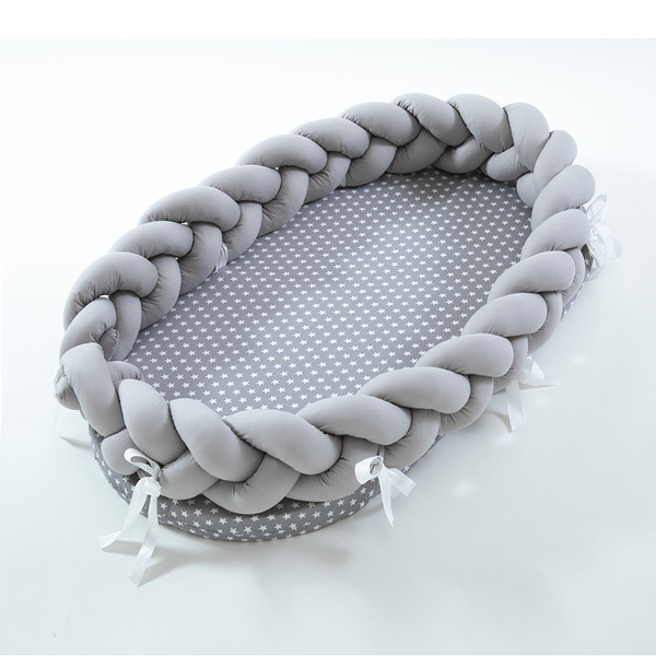 Cotton woven folding portable crib bed bionic removable and washable manual fence three-dimensional protective crib