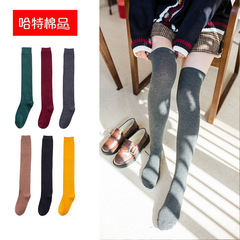 過膝襪女棉長筒秋冬新款廠家批發諸暨襪子堆堆襪純色日系簡約