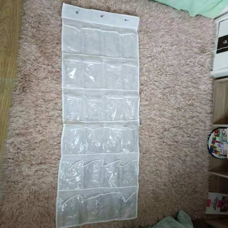 Venta al por mayor 24 rejilla puerta trasera zapatos de almacenamiento colgante bolsa hogar suministros organización bolsa tela no tejida + PVC puerta trasera bolsa de almacenamiento