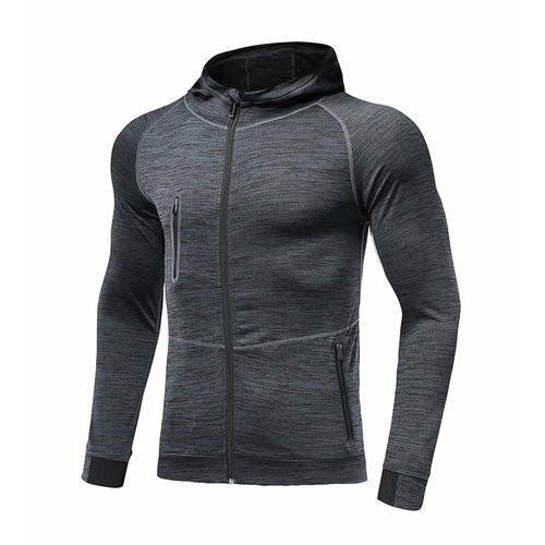 Bestselling Spring Amazon Men's Sports Jacket Hooded Sweatshirt Elastic Tight Running Fitness Top