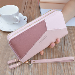 New Wallet Women's Long Double Zipper Clutch Fashion Stitching Contrast Color Large Capacity Double Layer Wallet Mobile Phone Bag