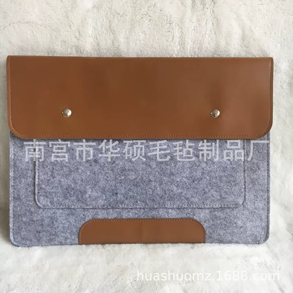 Felt Handheld Computer Bag Leather Felt Mix and Match Computer Bag Laptop Tablet Felt Computer Bag