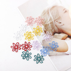 DIY飾品配件時尚百搭個性誇張鏤空七瓣花朵耳環耳飾diy材料掛件