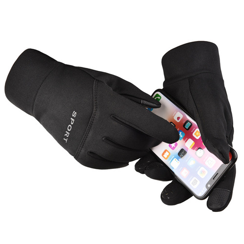 Gloves, warm autumn and winter outdoor fleece ski windproof touch screen sports gloves, thick outdoor men and women cycling non-slip