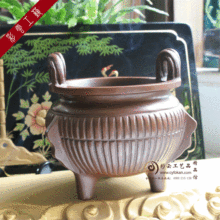 家用台面摆设紫铜熏香炉 绳索耳鬲式炉 手工铜香炉佛堂摆件