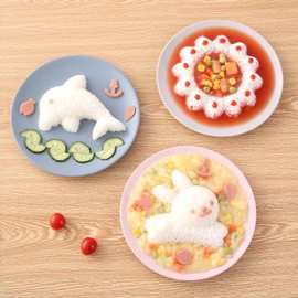 跨境兔子海豚饭团模具4件套装 厨房DIY饭团神器便当饭团寿司磨具