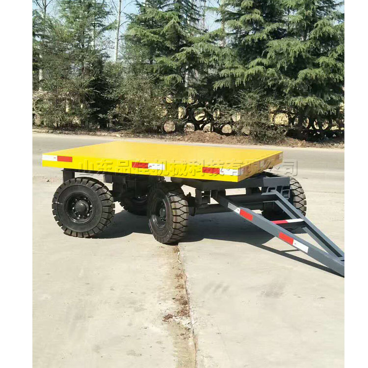 牵引式货物平板拖车 工厂周转重物移动平板车 大吨位挂车拖拉机