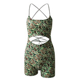 Базовый комбинезон для отдыха, шорты, штаны, 2023, европейский стиль, wish, эффект подтяжки, с открытой спиной