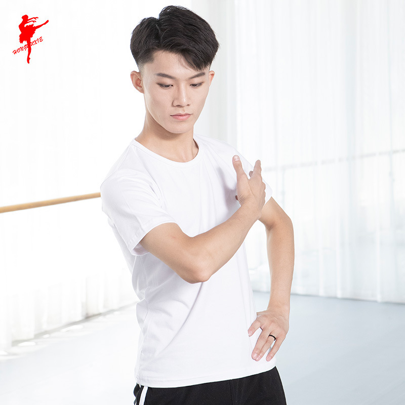 Red Dance Shoes Thin Cotton Men's Dance Adult Practice Body Training Examination T-Shirt Dance Costume 30292 Lycra Fabric Red Dance Shoes Thin Cotton Men's Dance Adult Practice Body Training Examination T-Shirt Dance Costume 30292 Lycra Fabric