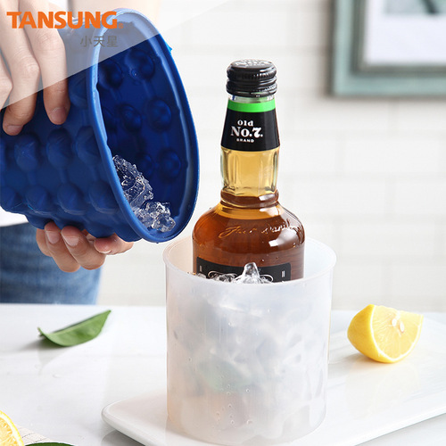 Outdoor round plastic ice bucket with lid, silicone ice bucket, bar double-layer champagne, red wine and beer bucket wholesale