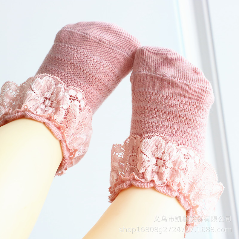 Calcetines para niños para primavera, otoño y verano, calcetines de encaje para niñas, calcetines sueltos de princesa de encaje para bebé, calcetines para bebé, calcetines cortos de algodón, transpirables