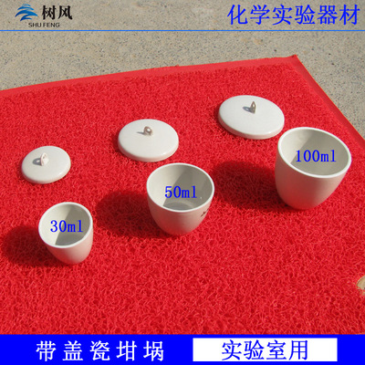 瓷坩埚25ml30ml50ml100ml化学实验器材加热坩埚陶瓷坩埚教学仪器