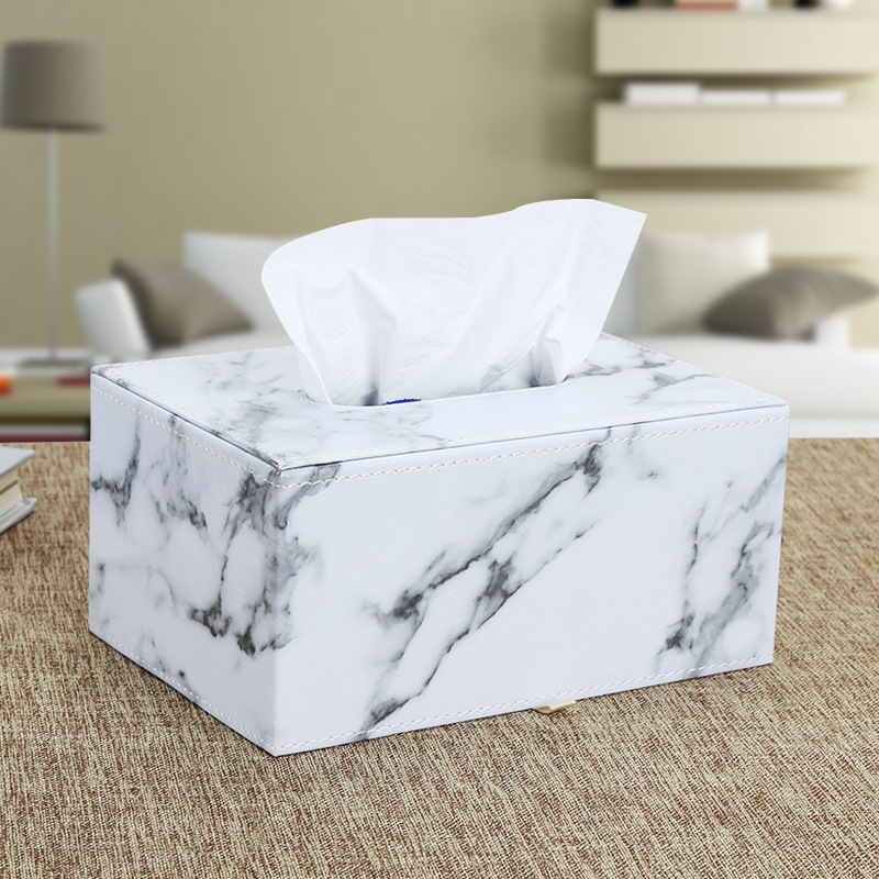 Caja de pañuelos de tela escocesa de cuero de negocios simple moderna caja de pañuelos de PU moda creativa Hotel caja de servilleta de coche al por mayor