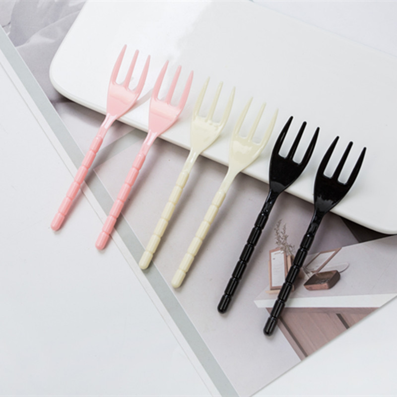 Food Grade Disposable Three-Prong Thickeneded Fruit Needle Cake Fork Dessert Fork Plastic Fruit Fork Hotel Tableware