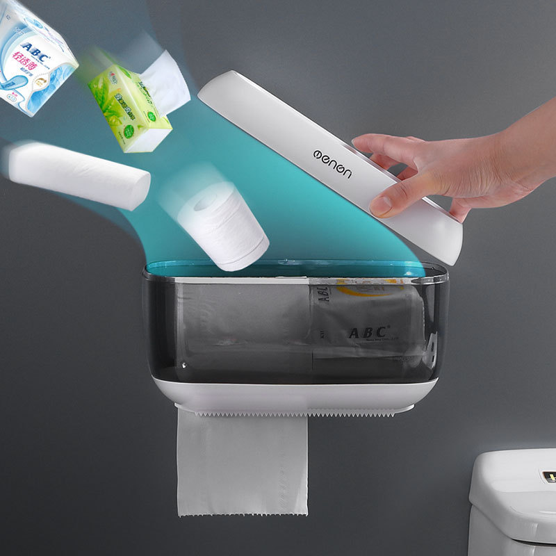 Caja de papel higiénico caja de pañuelos de papel sin perforar rollo de papel tubo caja de papel higiénico estante de almacenamiento de papel higiénico impermeable