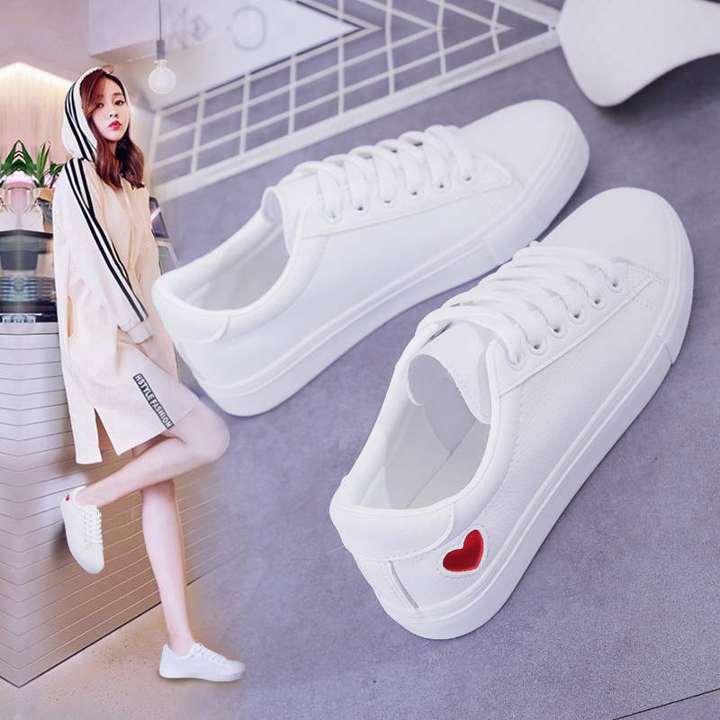 Trendy Shoes Love White Shoes Women's 2023 Summer New Basic Breathable Korean Casual Board Shoes Flat Shoes for Women