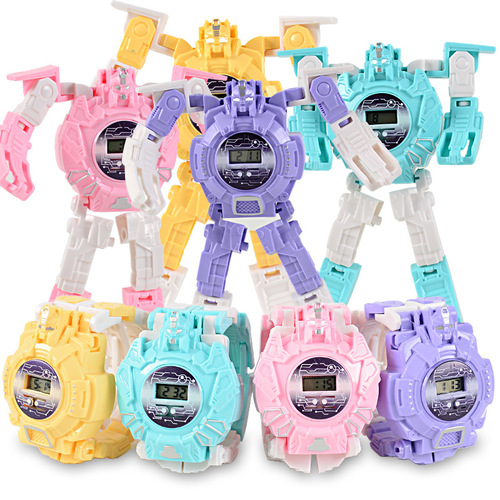 Cross-border creative cartoon children's transforming robot electronic watch toy kindergarten gift prizes wholesale