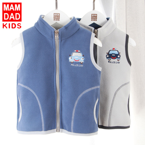 Children's vest autumn and winter new Korean style polar fleece vest zipper shirt, boys and girls jacket vest warm generation