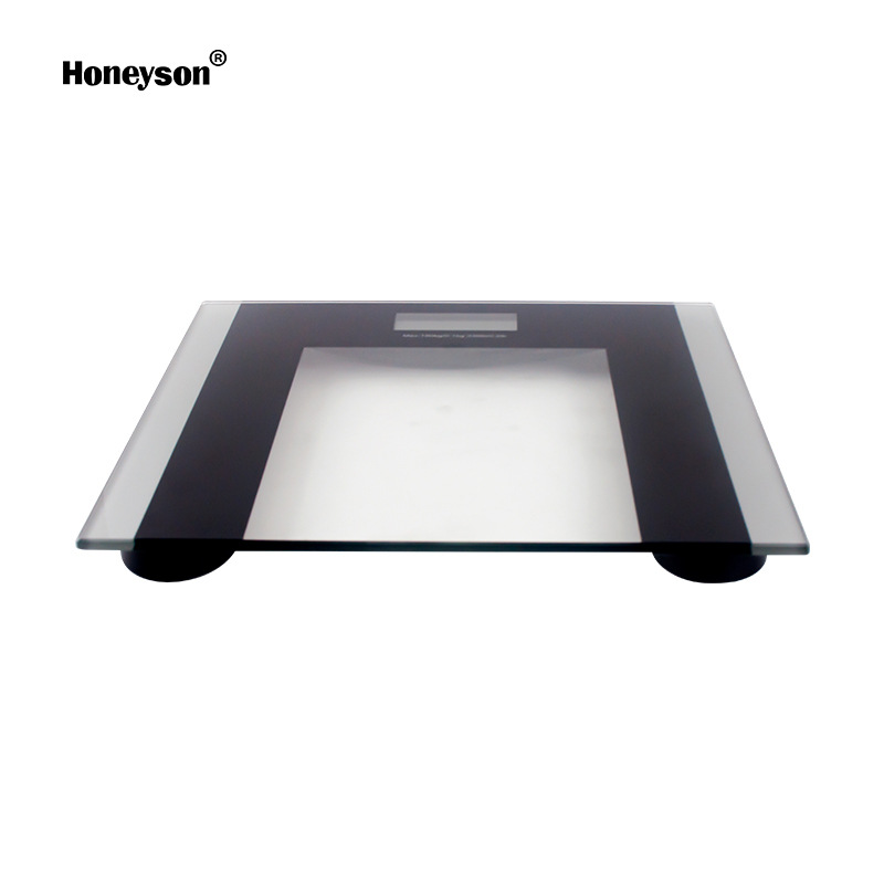Honeyson fábrica al por mayor baño balanza electrónica HS-198 vidrio templado Star Hotel 150kg