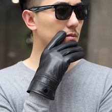 海宁真皮手套厂家批发男士保暖手套羊皮手套扣子装饰劳保手套