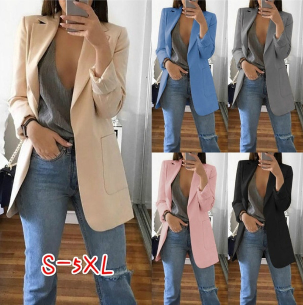 AliExpress wish Amazon 2019 European and American explosions fashion lapel slim cardigan temperament suit jacket women
