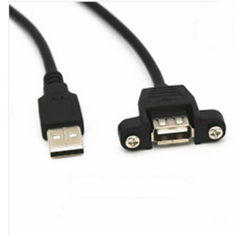 USB公对母带耳朵延长线 usb2.0带耳朵线 USB可固定带螺丝孔延长线