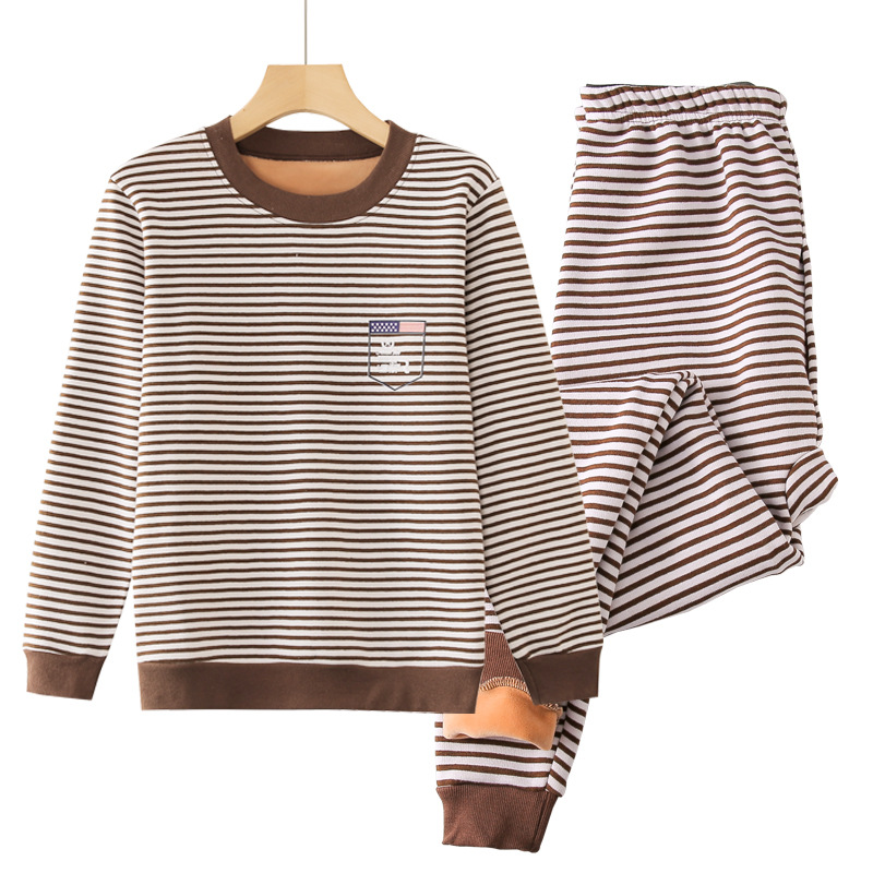 La ropa interior caliente de los hombres jóvenes cubre la ropa interior forrada de lana engrosada juventud otoño pantalones largos medio y grandes niños suéter de desgaste exterior de los hombres Fleece