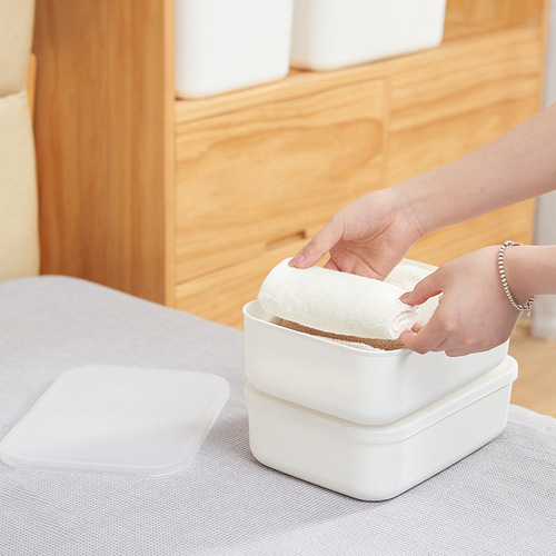 Amazon lidded storage box desktop cosmetics and hair accessories miscellaneous organizing box plastic storage box can be stacked