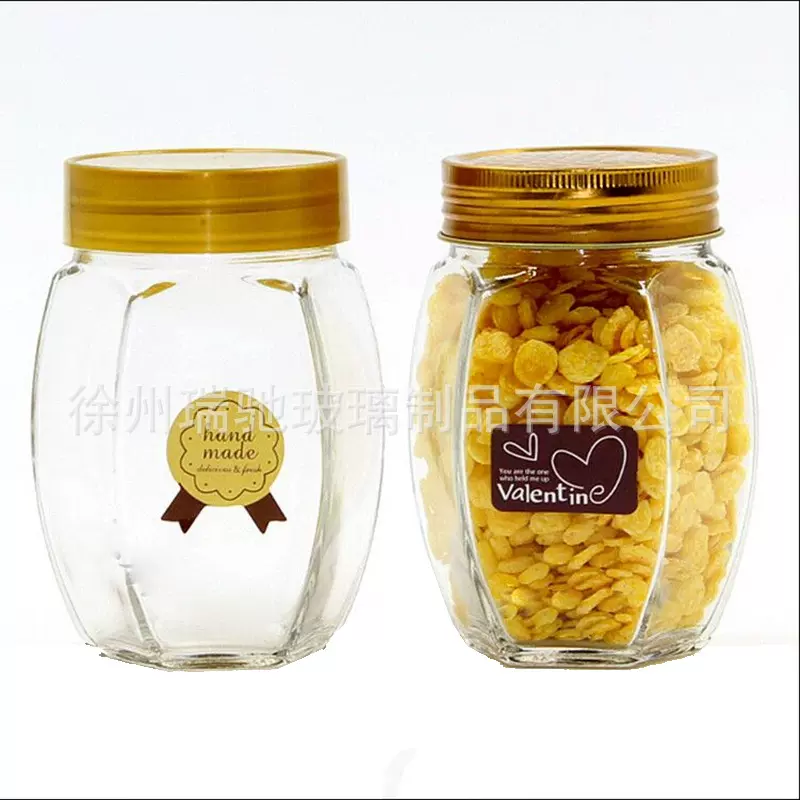 380ml大肚高六棱角玻璃蜂蜜瓶500ml高档1斤蜂蜜食品包装罐酱菜瓶