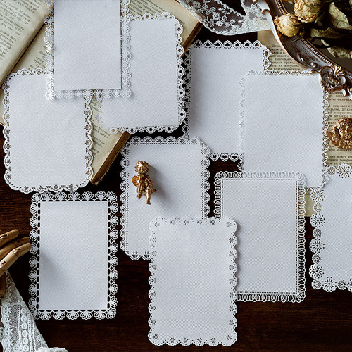 Momo Hollow Lace Paper Alice Tea Party Series Japanese Handbag DIY Material Decorative Stickers 10 Pieces 8 Styles