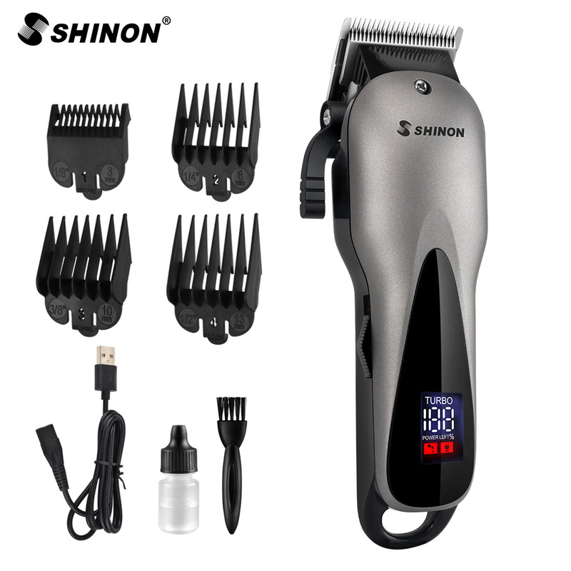 Cross-border LCD display oil head gradient hair clipper rechargeable electric clipper professional men's bald head push white barber scissors Cross-border LCD display oil head gradient hair clipper rechargeable electric clipper professional men's bald head push white barber scissors