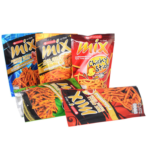 Thailand VFOODSMIX Spicy Chicken Flavor Original Crispy Strips 75g Smoked Meat Seaweed 60g 5 Flavors in a Box 48 Packs