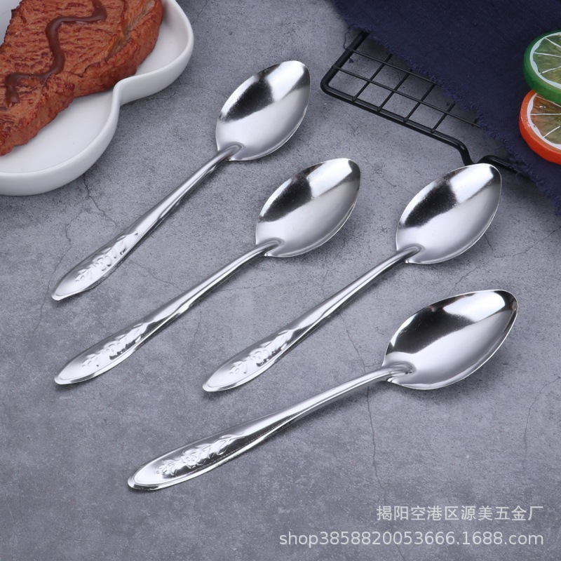 Cuchara pequeña comercial de acero inoxidable al por mayor cuchara cuchara cuchara cuchara cuchara cuchara de mango largo cuchara fina de fruta cuchara de sandía cuchara de hierro